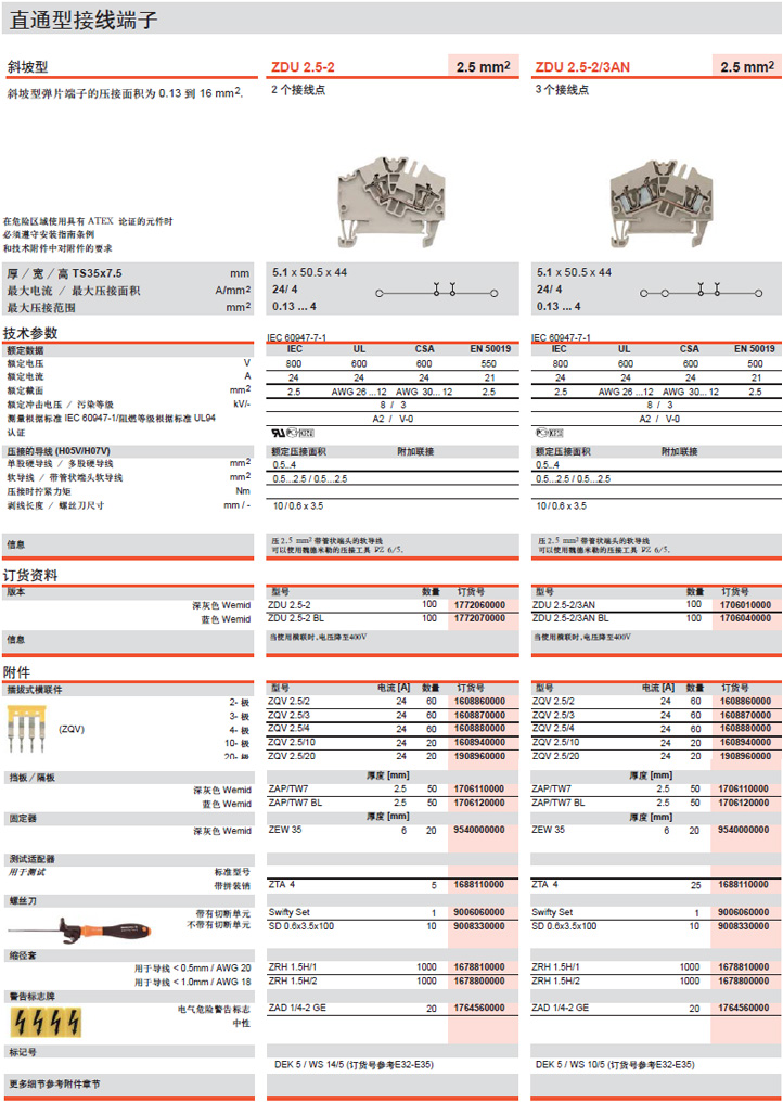 直通型接线端子 斜坡型